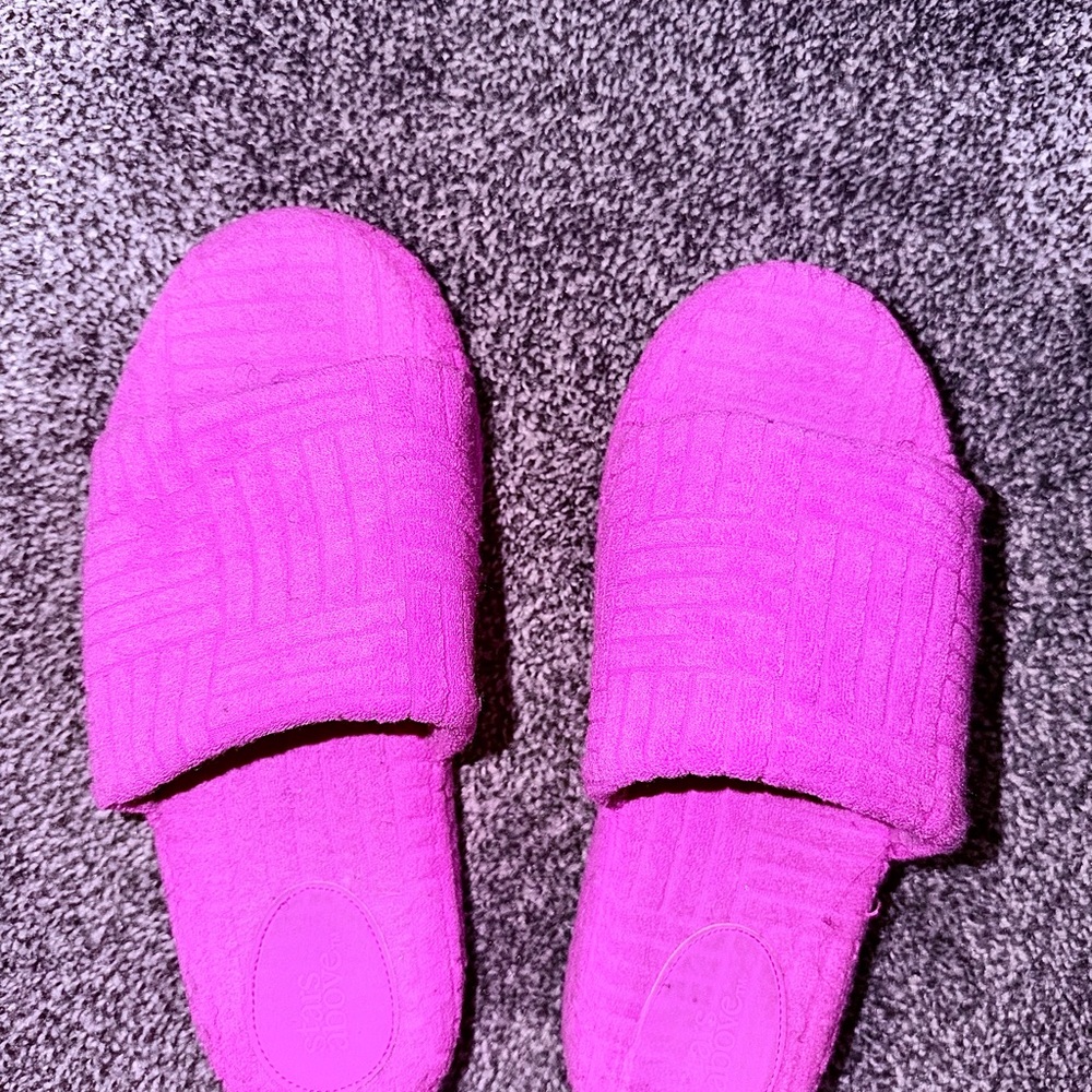 Bright Pink Quilted Slide Slippers